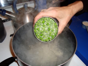 cook frozen peas with pasta, 3 minutes is perfect
